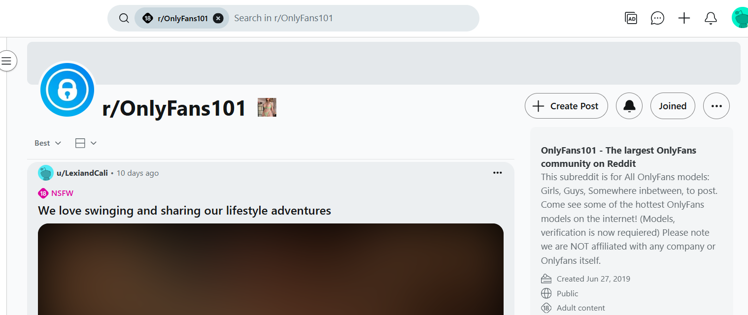 Search on NSFW communities on Reddit like r/OnlFans101