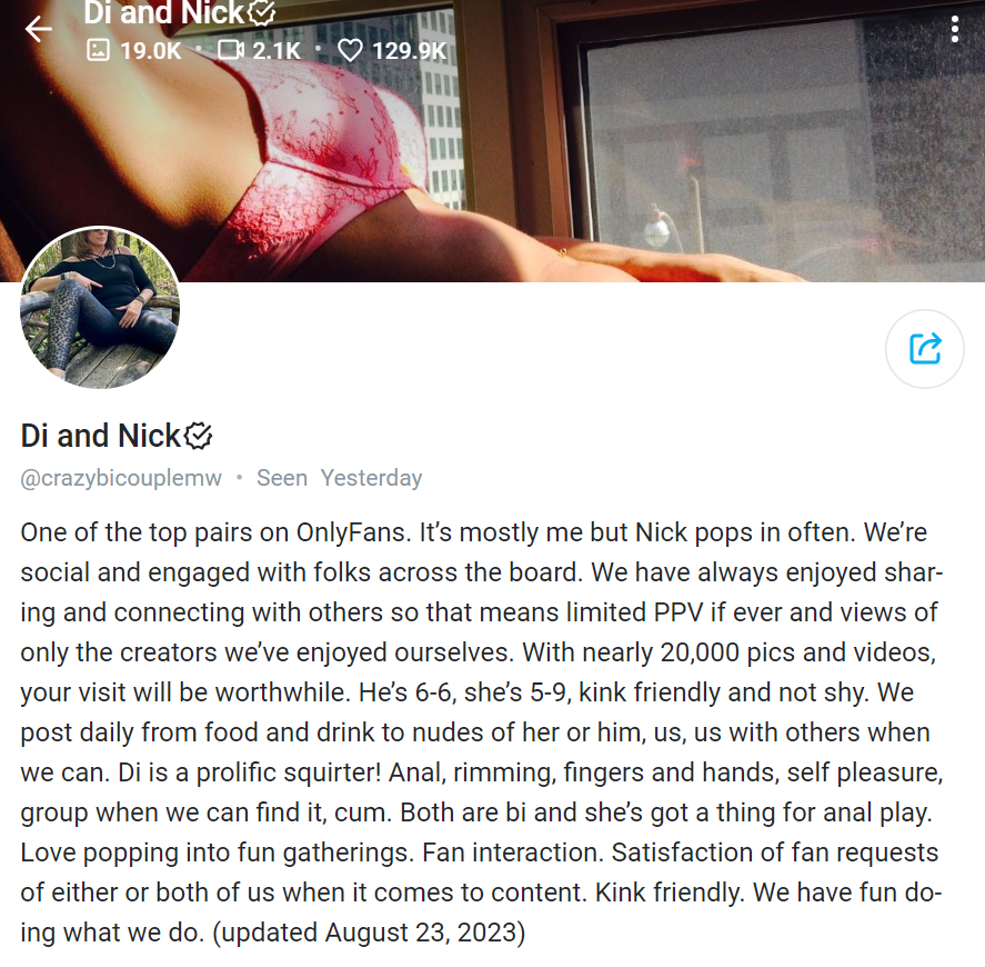 Di and Nick's OnlyFans profile