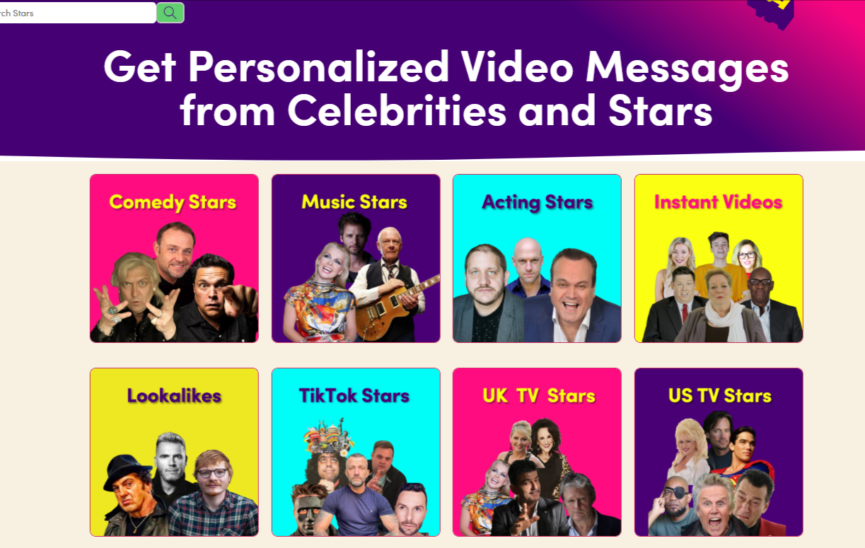 Hi-YA is a powerful platform for getting personalized video messages from comedians, musicians, actors, etc.