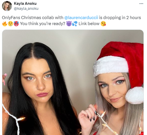 Kayla Anoku promotes her collab with Lauren Carducci with the above Twitter post