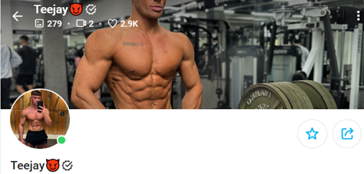 Here's a cover pic in a gym-based setting; this offers a good behind-the-scenes glimpse of the creator's life.  