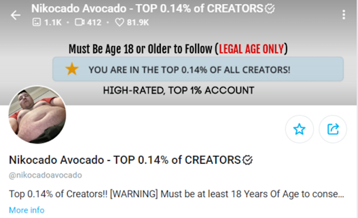 Nikocado Avocado includes the top creator message in his banner image.