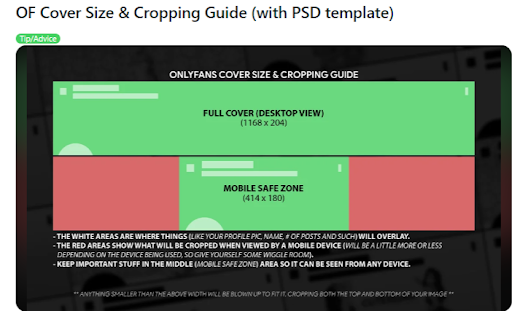The above is a template defining the standard dimension for OnlyFans Cover Photos