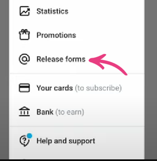 Choose release forms from the main menu section.