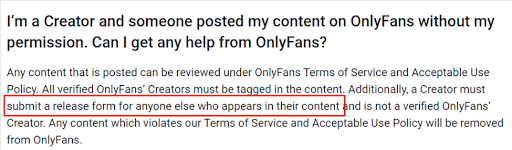 Platform Community Guidelines on OnlyFans Release Forms