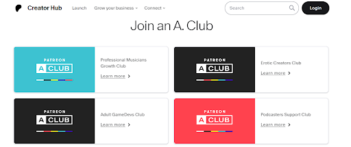 Clubs are accountability peer groups for creators to connect and share experiences.