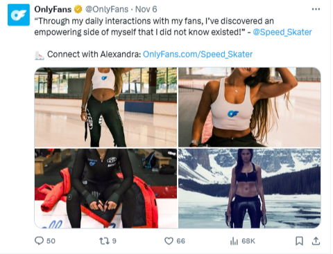 OnlyFans’ X profile showcases several creator success stories and testimonials.