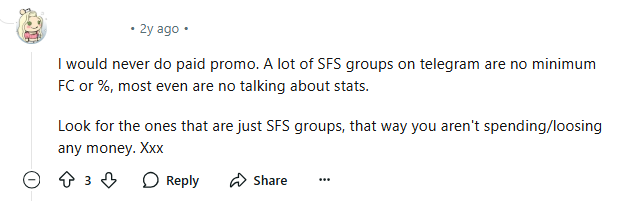 Reddit discussions that recommend SFS groups rather than paid promos.