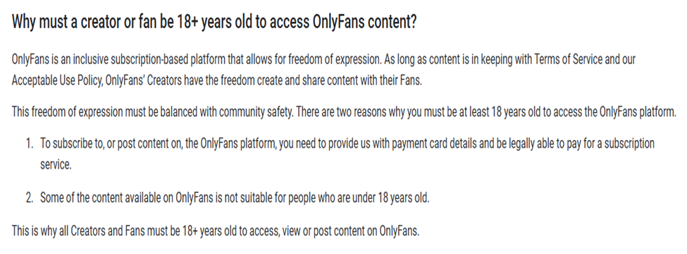 OnlyFans Terms and Service Policy