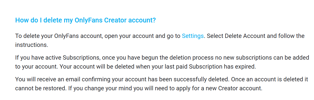 Community Guidelines - How to Delete an OnlyFans account