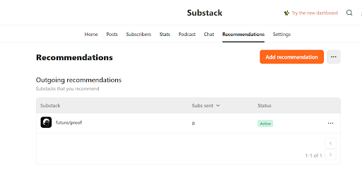 Substack Recommendation Feature
