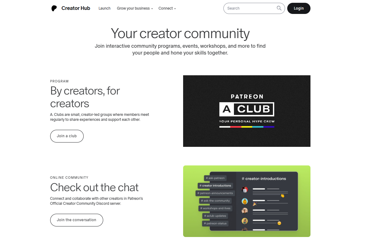 Patreon Creator Community Spaces - A Club, Creator Community Discord Servers 