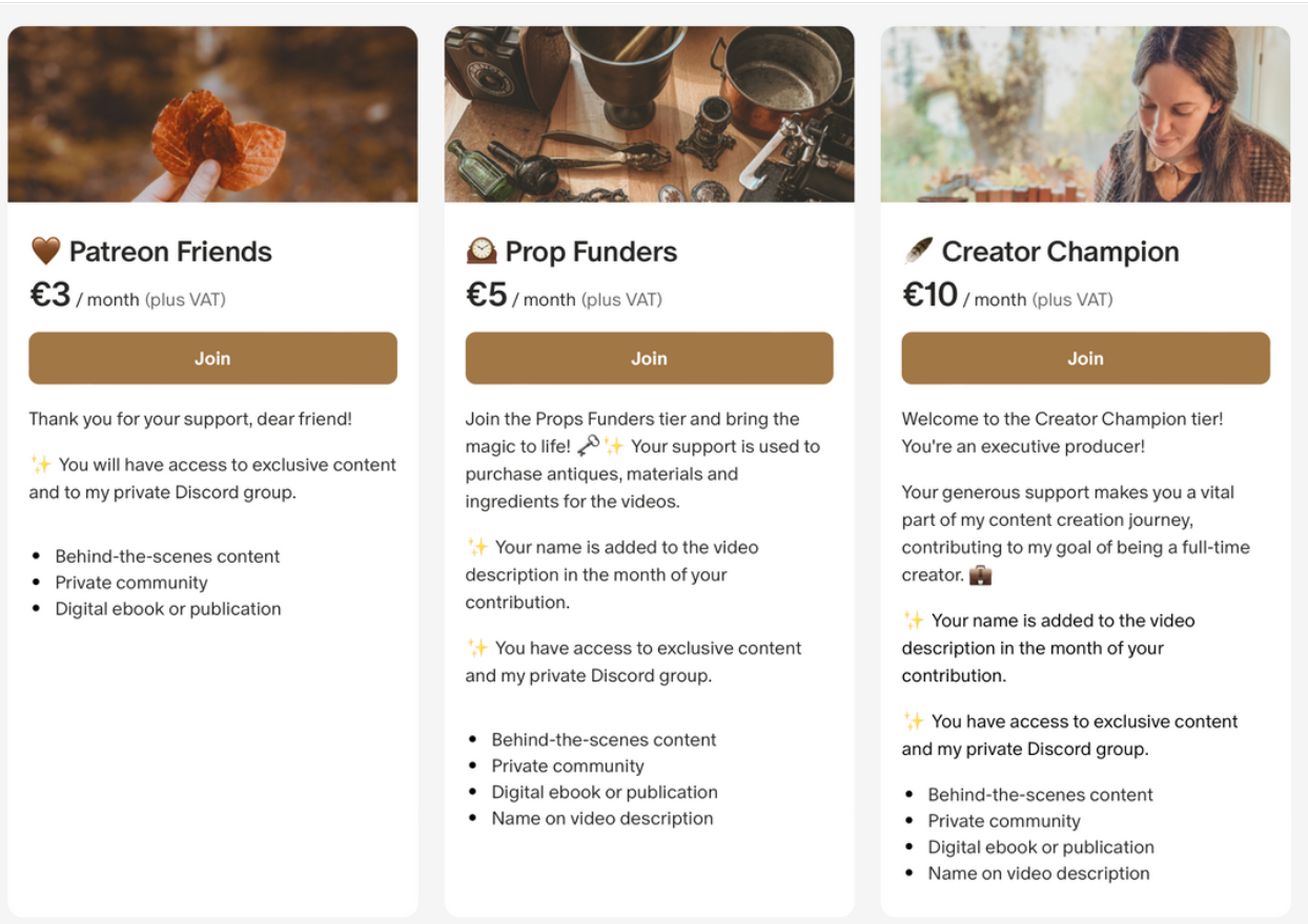 Subscription Tiers in Patreon
