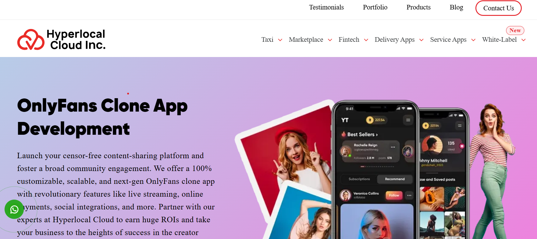 hyperlocal cloud, onlyfans clone app development company