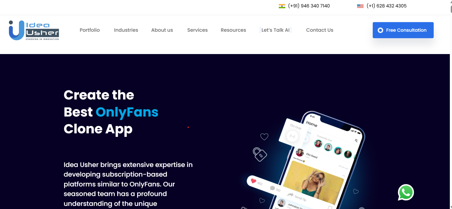 Idea Usher building a premium OnlyFans-style clone platform.