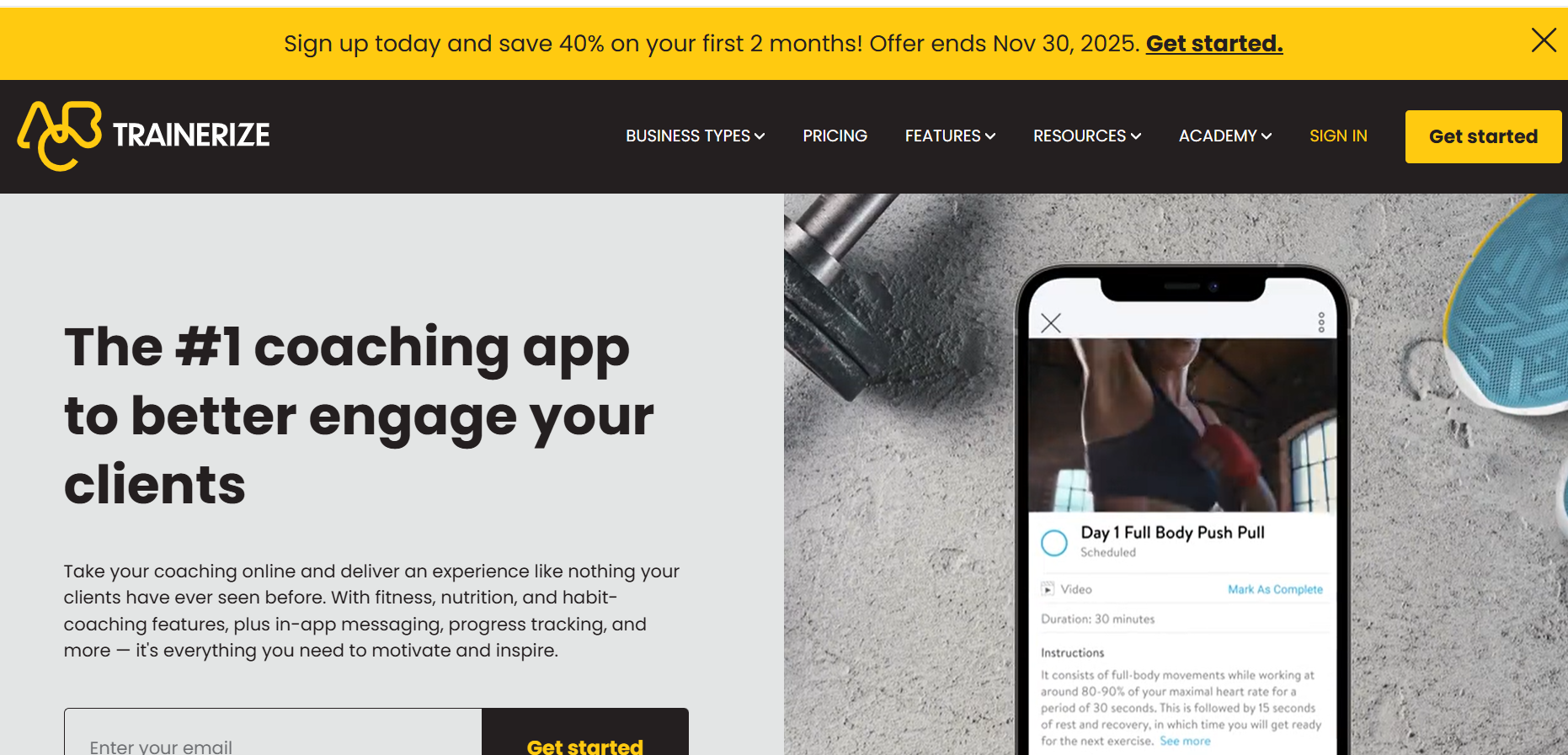 ABC Trainerize platform for fitness coaches