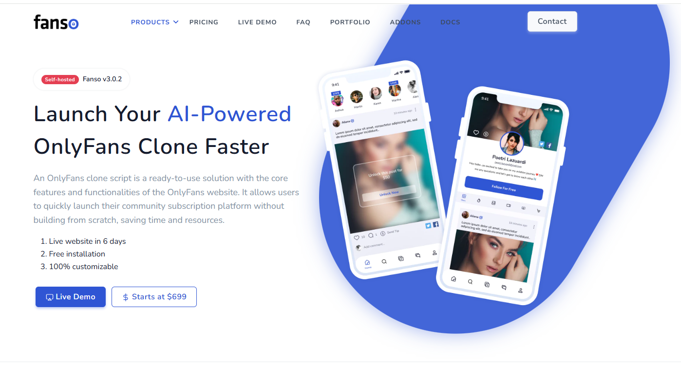 Fanso OnlyFans clone script to launch your own creator platform