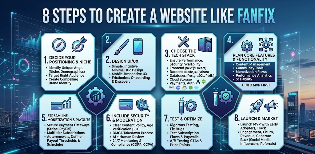 step-by-step guide for building a website like Fanfix
