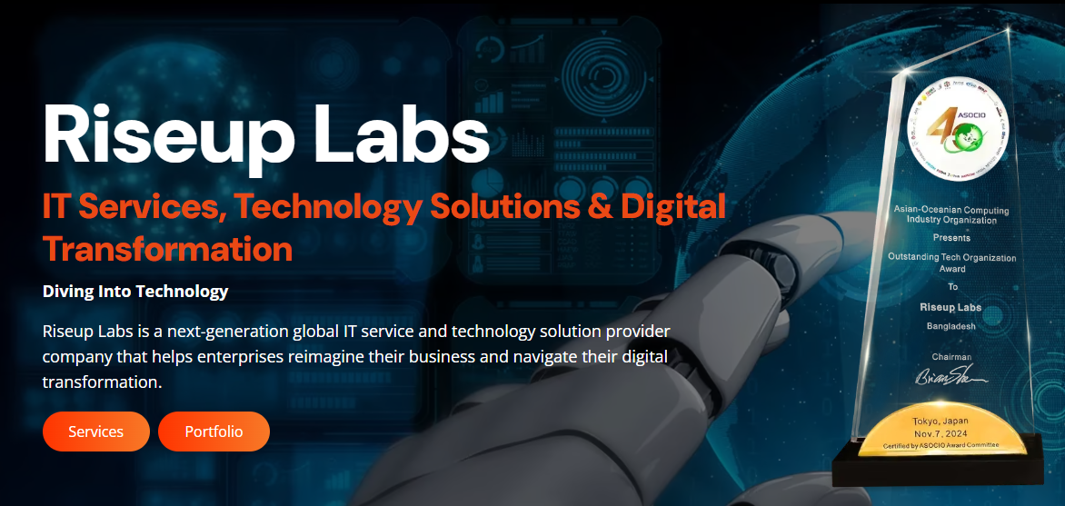 RiseUp Labs AI and digital transformation services company website
