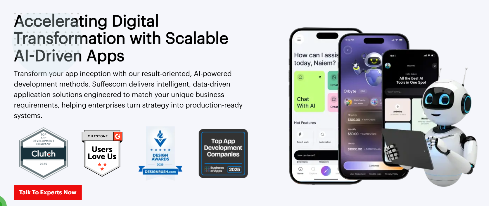 Suffescom AI-driven app development and transformation services