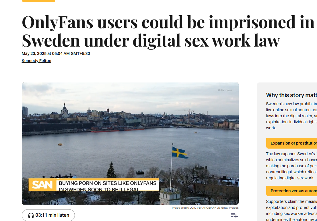 Official update on Sweden’s new law prohibiting the purchase of adult content