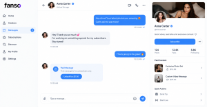 Creator messaging dashboard with paid content and tipping