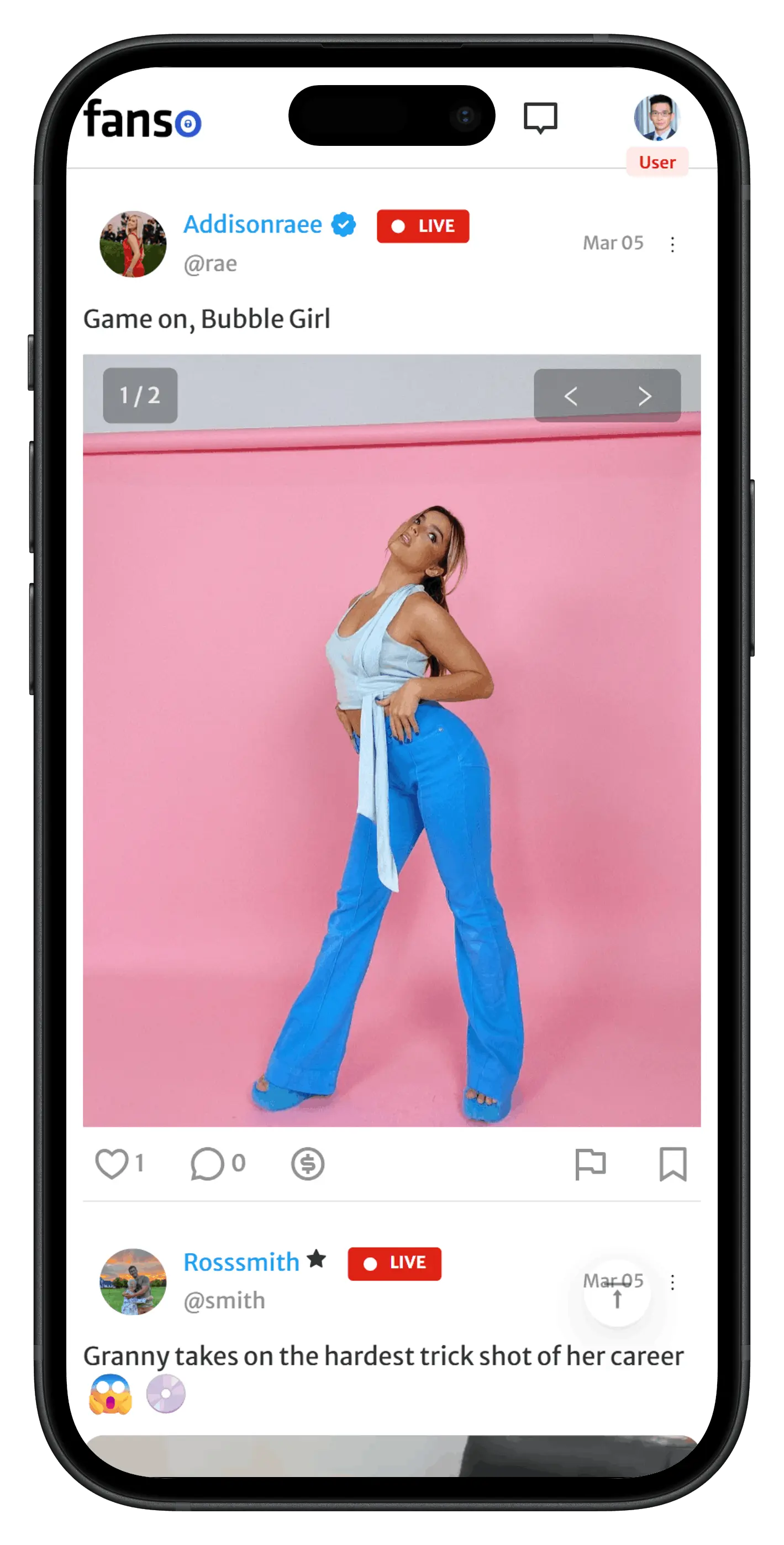 FanCentro clone user dashboard by Fanso showing creator platform interface.