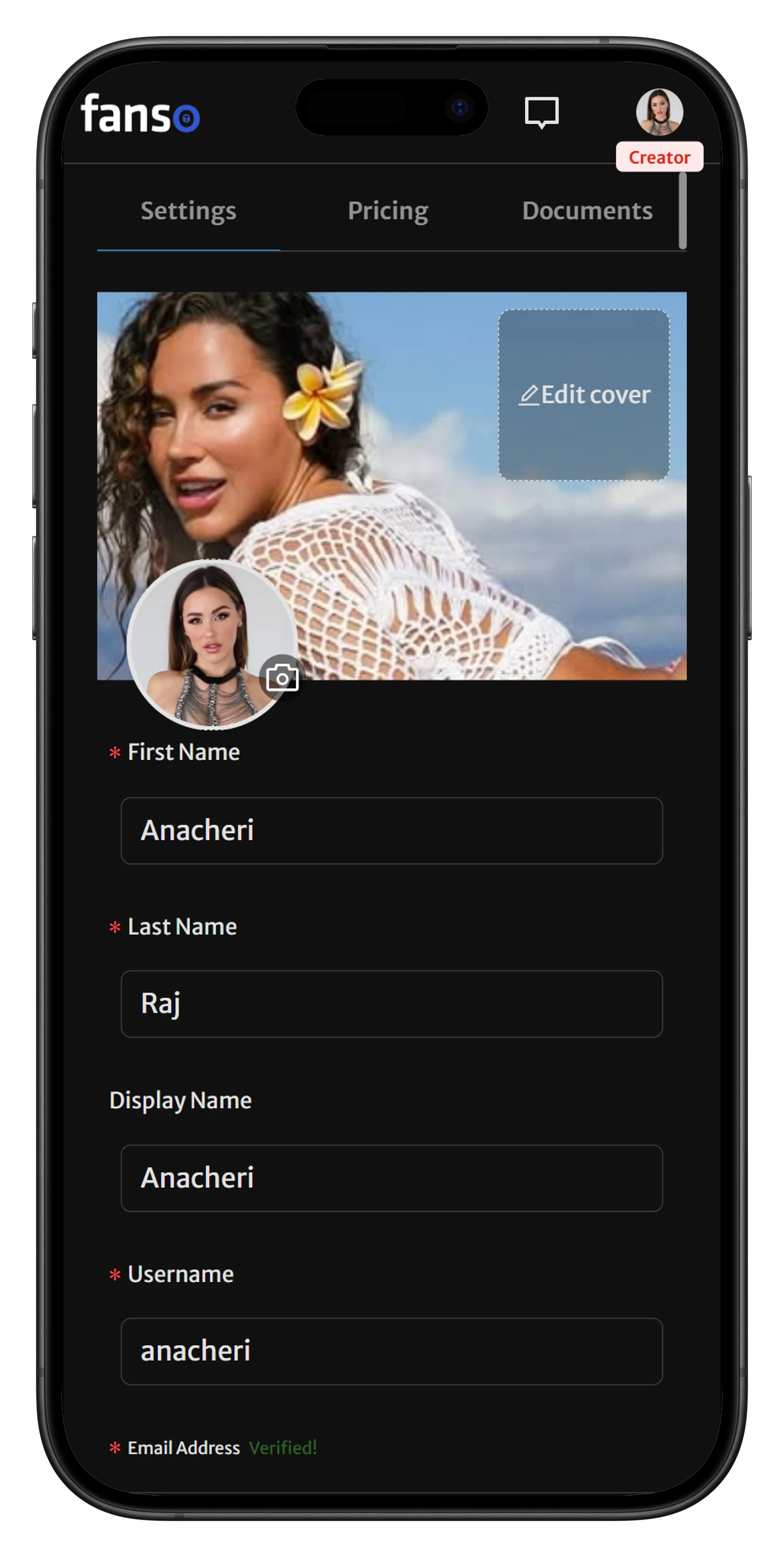 Fanvue clone creator dashboard interface