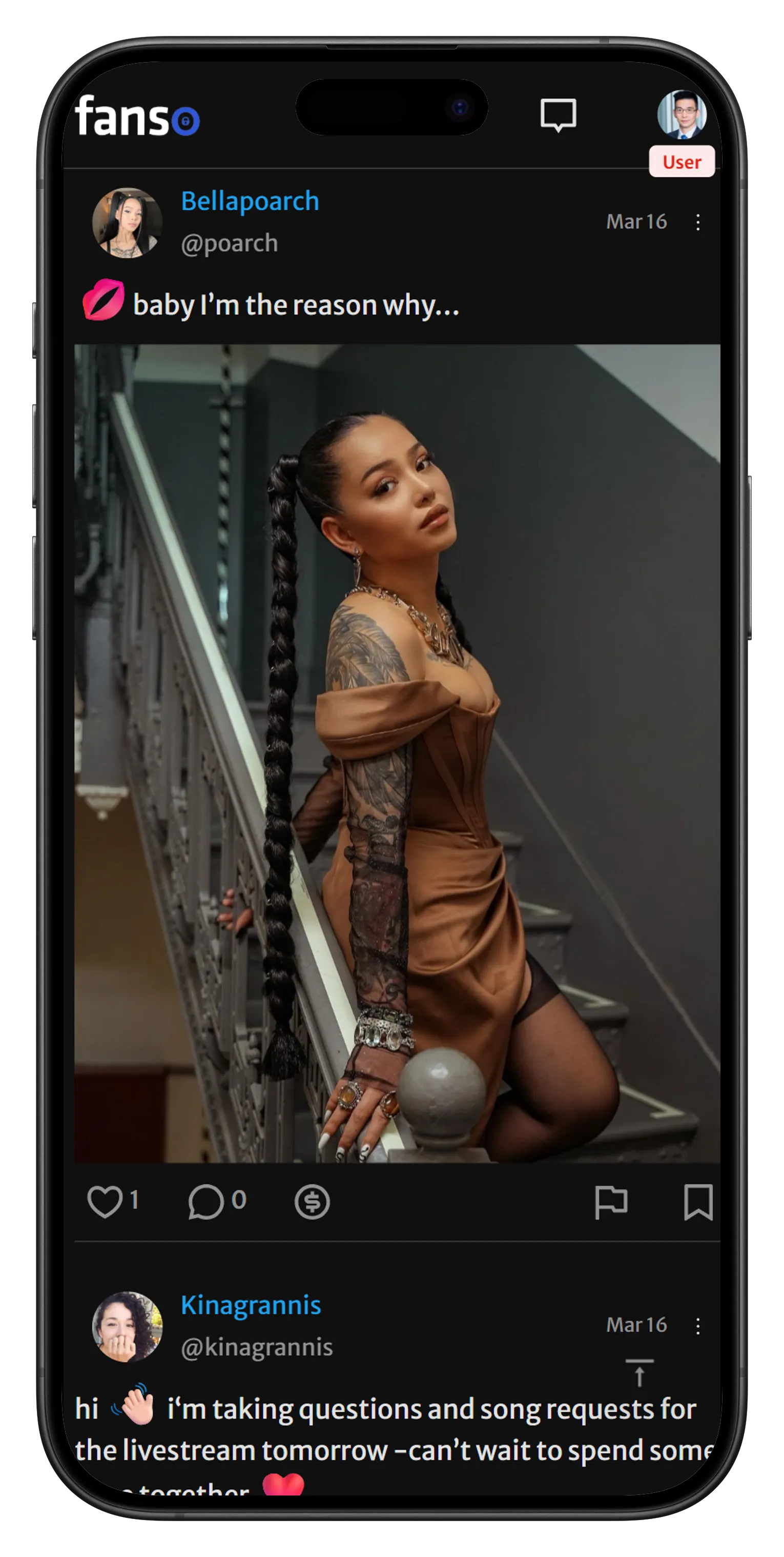 Fanvue clone user dashboard interface