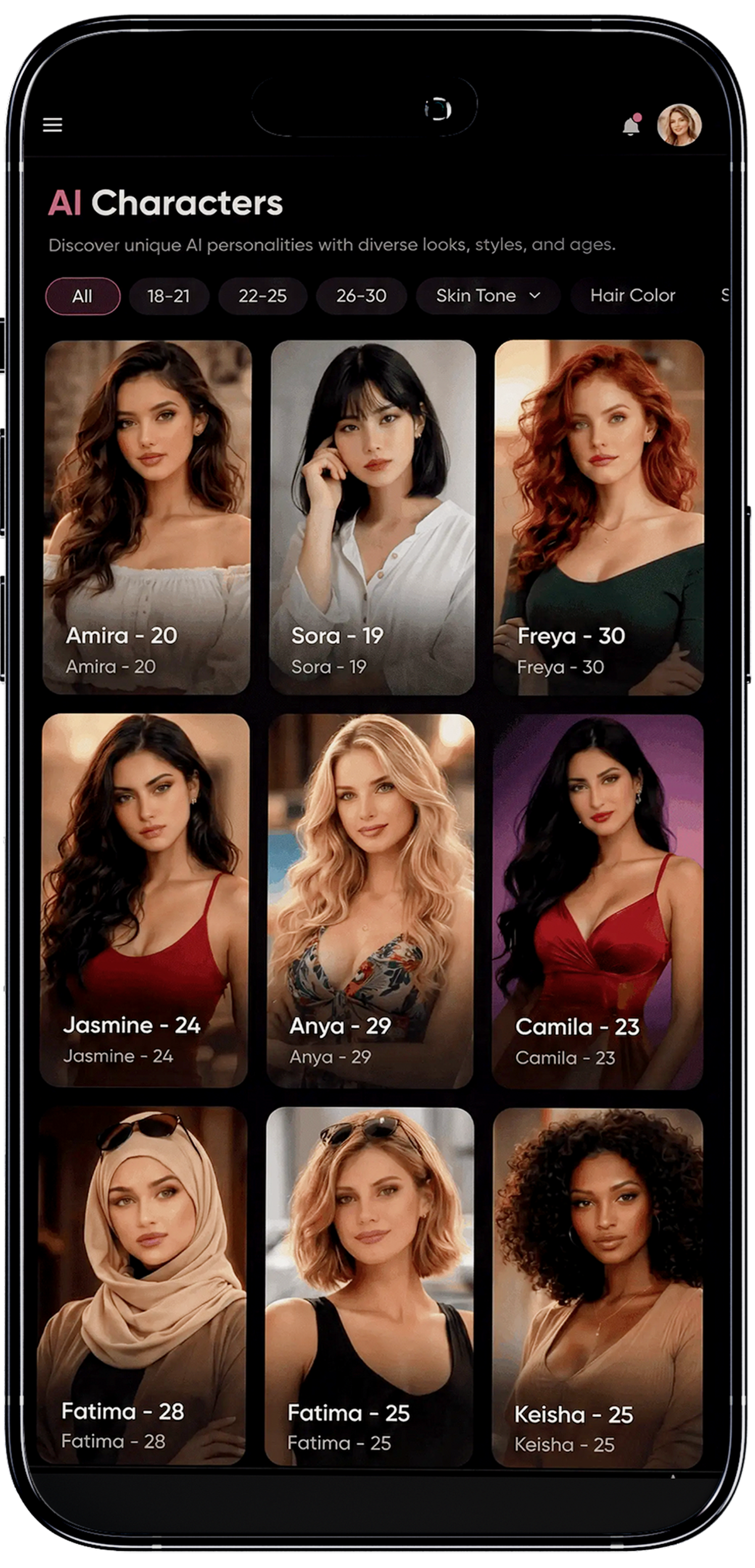 User dashboard of Candy AI clone
